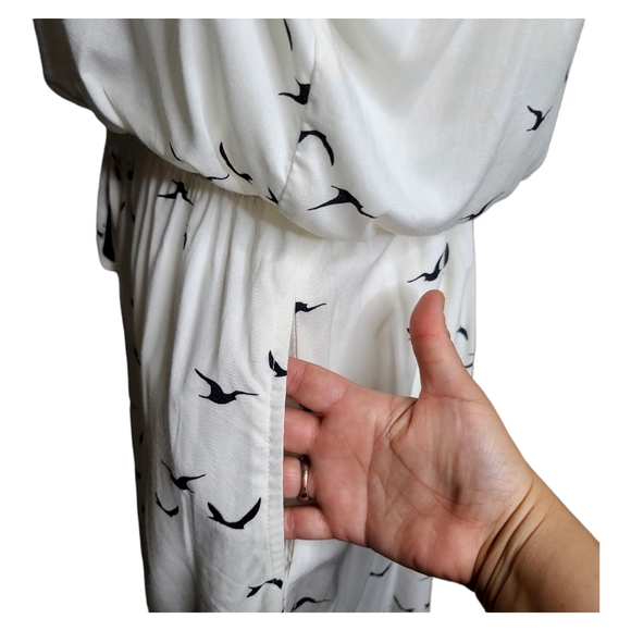 Mimi Chica Sleeveless Birds Pattern Mini Dress W/ Pockets Size Large - Picture 9 of 14